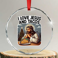 Funny Jesus Christian Christmas Crystal Glass Ornament I Love Jesus And Tacos - Wonder Print Shop