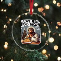 Funny Jesus Christian Christmas Crystal Glass Ornament I Love Jesus And Tacos - Wonder Print Shop