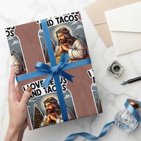 Funny Jesus Christian Christmas Wrapping Paper Roll I Love Jesus And Tacos - Wonder Print Shop