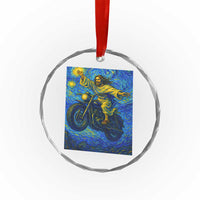 Funny Jesus Christian Motorcycle Crystal Glass Ornament Starry Night Van Gogh Biker TS14