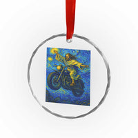 Funny Jesus Christian Motorcycle Crystal Glass Ornament Starry Night Van Gogh Biker TS14