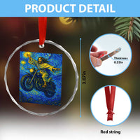 Funny Jesus Christian Motorcycle Crystal Glass Ornament Starry Night Van Gogh Biker TS14