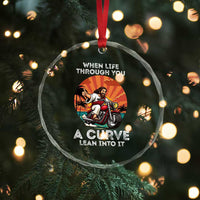 Funny Jesus Christian Motorcycle Crystal Glass Ornament When Life Throws You A Curve Lean Into It TS14