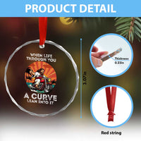 Funny Jesus Christian Motorcycle Crystal Glass Ornament When Life Throws You A Curve Lean Into It TS14