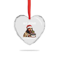 Funny Jesus Christmas Heart Crystal Glass Ornament Go Jesus It Is Your Birthday - Wonder Print Shop