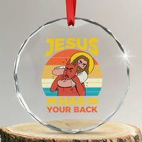 Funny Jesus Has Your Back Crystal Glass Ornament Jiu Jitsu Retro Christian TS11