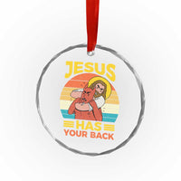 Funny Jesus Has Your Back Crystal Glass Ornament Jiu Jitsu Retro Christian - Wonder Print Shop