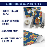 Funny Jesus Has Your Back Wrapping Paper Roll Jiu Jitsu Retro Christian - Wonder Print Shop