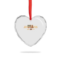 Funny Jesus Saves USA John 3 16 Heart Crystal Glass Ornament Christian 4th Of July Bible Verse - Wonder Print Shop