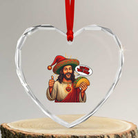 Funny Jesus Taco Mexican Heart Crystal Glass Ornament Let Us Taco About Jesus - Wonder Print Shop