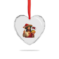 Funny Jesus Taco Mexican Heart Crystal Glass Ornament Let Us Taco About Jesus - Wonder Print Shop