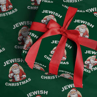 Funny Jewish Christmas Wrapping Paper Roll Santa Is Eating Chinese Food Hanukkah Hebrew - Wonder Print Shop