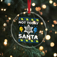 Funny Jewish Hanukkah Crystal Glass Ornament Not Today Santa Hebrew David Star TS11