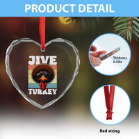 Funny Jive Thanksgiving Turkey Day Heart Crystal Glass Ornament Retro Afro Black Turkey - Wonder Print Shop