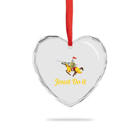 Funny Joust Do It Medieval Knight Horse Graphic Heart Crystal Glass Ornament Jousting Renaissance Faire Parody