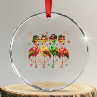 Funny Juneteenth Flamingos Squad Crystal Glass Ornament African American Heritage