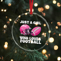 Funny Just A Girl Who Loves Football Crystal Glass Ornament - Wonder Print Shop