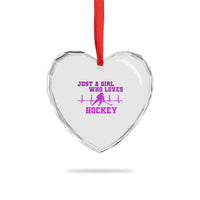 Funny Just A Girl Who Loves Hockey Heart Crystal Glass Ornament Gift For Women - Wonder Print Shop