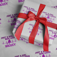 Funny Just A Girl Who Loves Hockey Wrapping Paper Roll Gift For Women - Wonder Print Shop