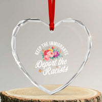 Funny Keep The Immigrants Deport The Racists Heart Crystal Glass Ornament Floral Butterfly - Wonder Print Shop