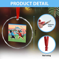 Funny Kendo Cat Crystal Glass Ornament Samurai Martial Arts - Wonder Print Shop
