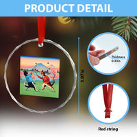 Funny Kendo Cat Crystal Glass Ornament Samurai Martial Arts TS14