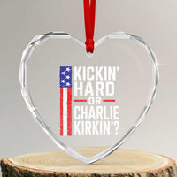 Funny Kickin Hard Or Kirkin US Political Heart Crystal Glass Ornament Vintage American Flag