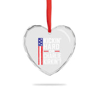 Funny Kickin Hard Or Kirkin US Political Heart Crystal Glass Ornament Vintage American Flag