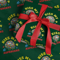 Funny Kiss My Aspergers Wrapping Paper Roll Asperger Syndrome Autism Awareness Puzzle Lips