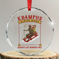 Funny Krampus Sleigh Rides Crystal Glass Ornament Naughty List Members Only TS09