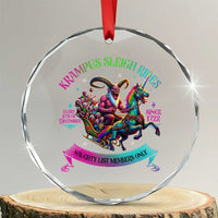 Funny Krampus Sleigh Rides Crystal Glass Ornament Naughty List Members Only Since 1722 TS09