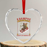 Funny Krampus Sleigh Rides Heart Crystal Glass Ornament Naughty List Members Only - Wonder Print Shop