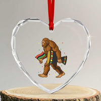 Funny Kwanzaa Bigfoot Lover Heart Crystal Glass Ornament African American Holiday Gift - Wonder Print Shop