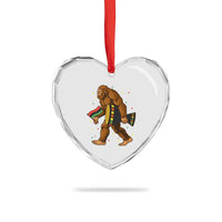 Funny Kwanzaa Bigfoot Lover Heart Crystal Glass Ornament African American Holiday Gift - Wonder Print Shop
