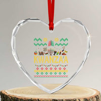 Funny Kwanzaa Celebration Ugly Sweater Heart Crystal Glass Ornament African Heritage Holiday Gift - Wonder Print Shop