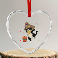 Funny Kwanzaa Cowcat Dance Heart Crystal Glass Ornament Festival Of Lights African Heritage Gift - Wonder Print Shop