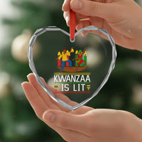 Funny Kwanzaa Is Lit Heart Crystal Glass Ornament Festival Of Lights African Heritage Gift - Wonder Print Shop