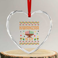 Funny Kwanzaa Is Lit Heart Crystal Glass Ornament Ugly Sweater African Heritage Holiday Gift - Wonder Print Shop