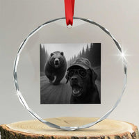 Funny Labrador Selfie With Bear Crystal Glass Ornament Dog Lover Gift TS12