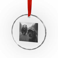 Funny Labrador Selfie With Bear Crystal Glass Ornament Dog Lover Gift TS12