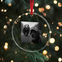 Funny Labrador Selfie With Bear Crystal Glass Ornament Dog Lover Gift TS12