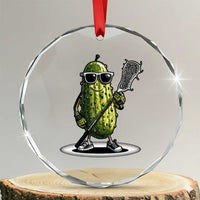 Funny Lacrosse Crystal Glass Ornament Pickle Playing Lax Lover Player TS10