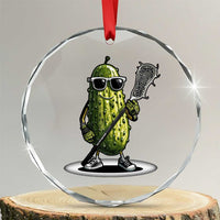 Funny Lacrosse Crystal Glass Ornament Pickle Playing Lax Lover Player - Wonder Print Shop