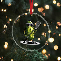Funny Lacrosse Crystal Glass Ornament Pickle Playing Lax Lover Player - Wonder Print Shop