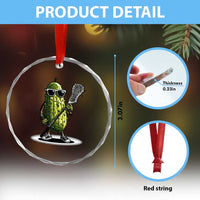 Funny Lacrosse Crystal Glass Ornament Pickle Playing Lax Lover Player TS10