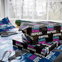 Funny Lake Life Wrapping Paper Roll Coffee Lake Wine Repeat - Wonder Print Shop