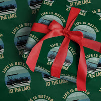 Funny Lake Life Wrapping Paper Roll Vintage Life is Better at The Lake Pontoon Boat - Wonder Print Shop