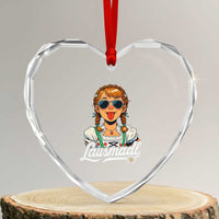 Funny Lausmadl Oktoberfest Heart Crystal Glass Ornament Bavarian Girl with Braids Sunnies and Sass - Wonder Print Shop