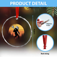 Funny Lax Bigfoot Crystal Glass Ornament Retro Vintage Sasquatch Lacrosse TS10