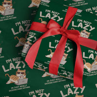 Funny Lazy Cat Wrapping Paper Roll I'm Not Lazy I'm Just Really Enjoying Doing Nothing - Wonder Print Shop